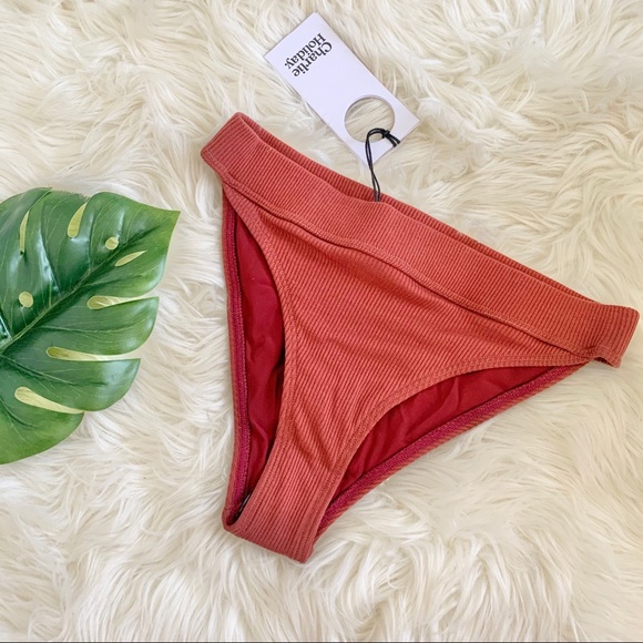Charlie Holiday High Waisted Ribbed Bikini Bottoms - Picture 2 of 5